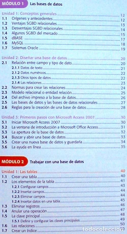 Libros de segunda mano: BASES DE DATOS - OFFICE ACCESS 2007 - LIBRO + DVD + 2 CD ROM 2008 - VER INDICE - Foto 4