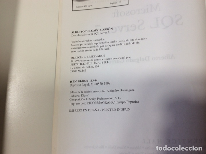 Libros de segunda mano: MICROSOFT SQL SERVER 7 / ALBERTO DELGADO - EDICION 1999 - Foto 2