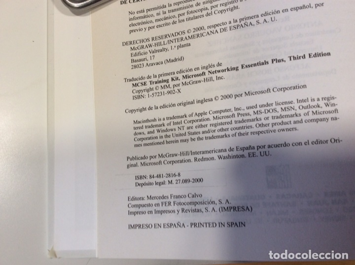 Libros de segunda mano: MICROSOFT. FUNDAMENTOS DE REDES PLUS. CURSO OFICAL DE CERTIFICACI&Oacute;N MCSE - EDICION 2000 - Foto 2