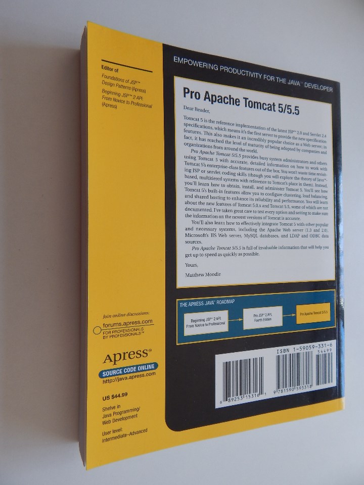 Libros de segunda mano: Pro Apache Tomcat 5/5.5 - Matthew Moodie - Foto 2