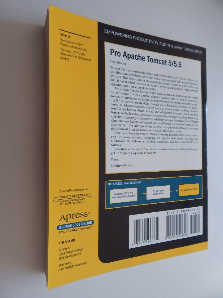 Libros de segunda mano: Pro Apache Tomcat 5/5.5 - Matthew Moodie - Foto 2