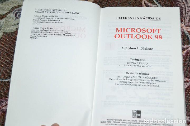 Libros de segunda mano: MICROSOFT OUTLOOK 98 - REFERENCIA R&Aacute;PIDA - STEPHEN L. NELSON - MICROSOFT PRESS - WINDOWS 98 - Foto 2