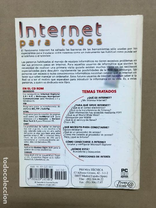 Libros de segunda mano: INTERNET PARA TODOS Biblioteca t&eacute;cnica de internet - Foto 2