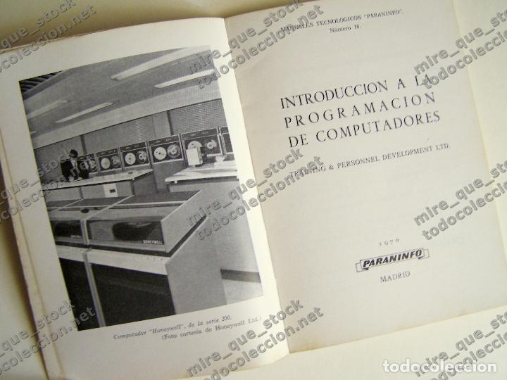 Libros de segunda mano: INTRODUCCI&Oacute;N A LA PROGRAMACI&Oacute;N DE COMPUTADORES - MANUALES TECNOL&Oacute;GICOS PARANINFO #18 1970 - Foto 2
