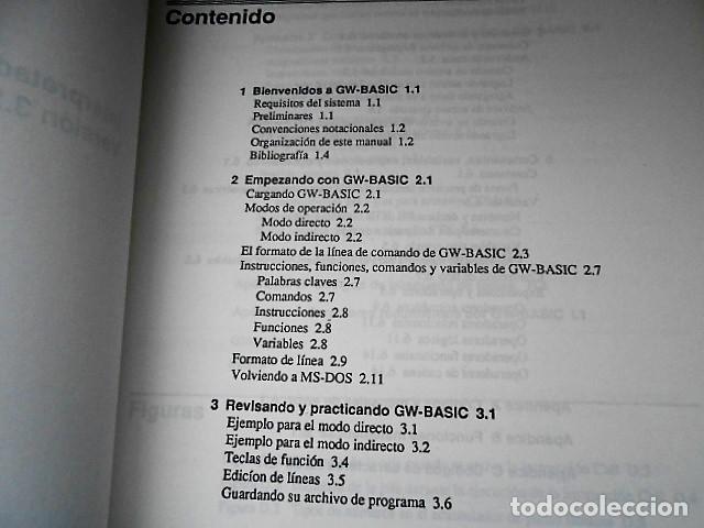 Libros de segunda mano: MICROSOFT GW-BASIC. GUIA DE USUARIO 1986 - Foto 3