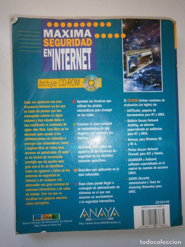 Libros de segunda mano: MAXIMA SEGURIDAD EN INTERNET Autor Anonimo Anaya Multimedia 1998 CON CD ROM TM - Foto 4