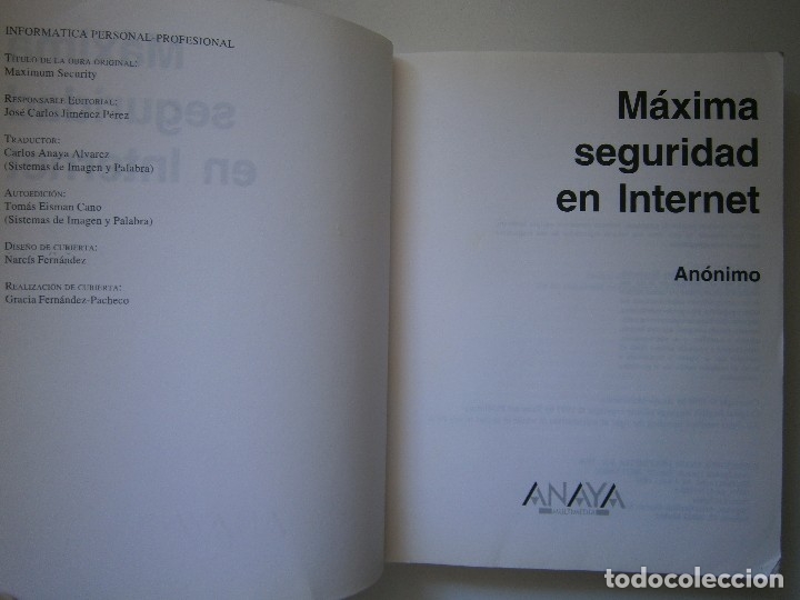 Libros de segunda mano: MAXIMA SEGURIDAD EN INTERNET Autor Anonimo Anaya Multimedia 1998 CON CD ROM TM - Foto 9