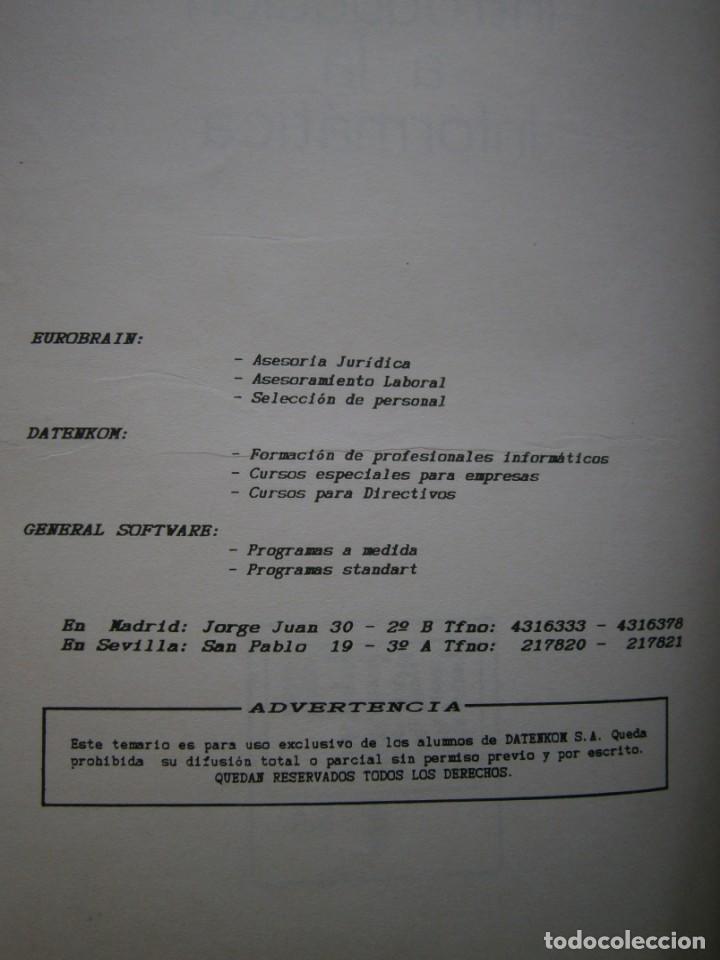 Libros de segunda mano: TEMARIO INTRODUCCION A LA INFORMATICA DATEN KOM LIBRO RETRO INFORMATICO 50324 - Foto 10