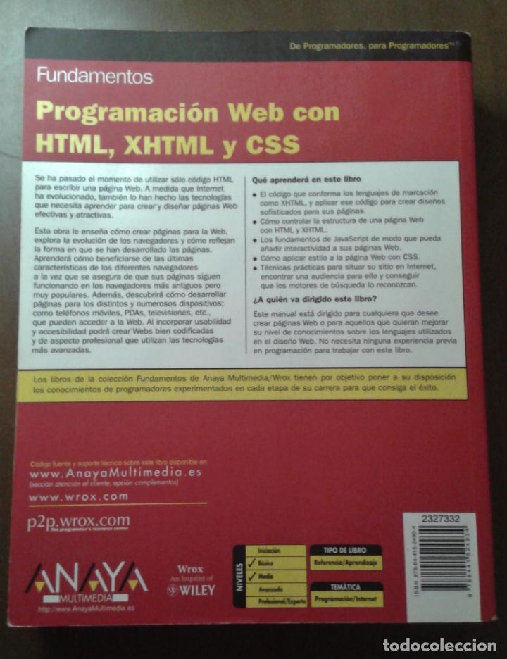 Libros de segunda mano: PROGRAMACI&Oacute;N WEB CON HTML,XHTML Y CSS. FUNDAMENTOS. ANAYA MULTIMEDIA. JON DUCKETT - Foto 2