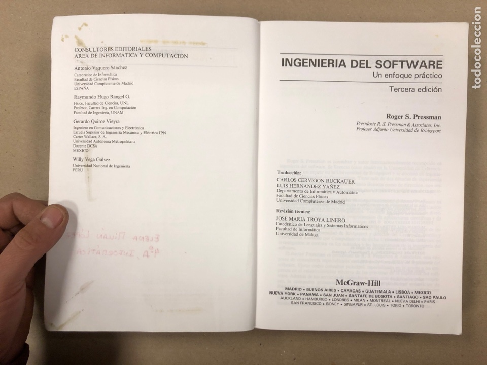 Libros de segunda mano: INGENIER&Iacute;A DEL SOFTWARE (UN ENFOQUE PR&Aacute;CTICO). ROGER S. PRESSMAN. ED. MCGRAWHILL 1993. - Foto 2