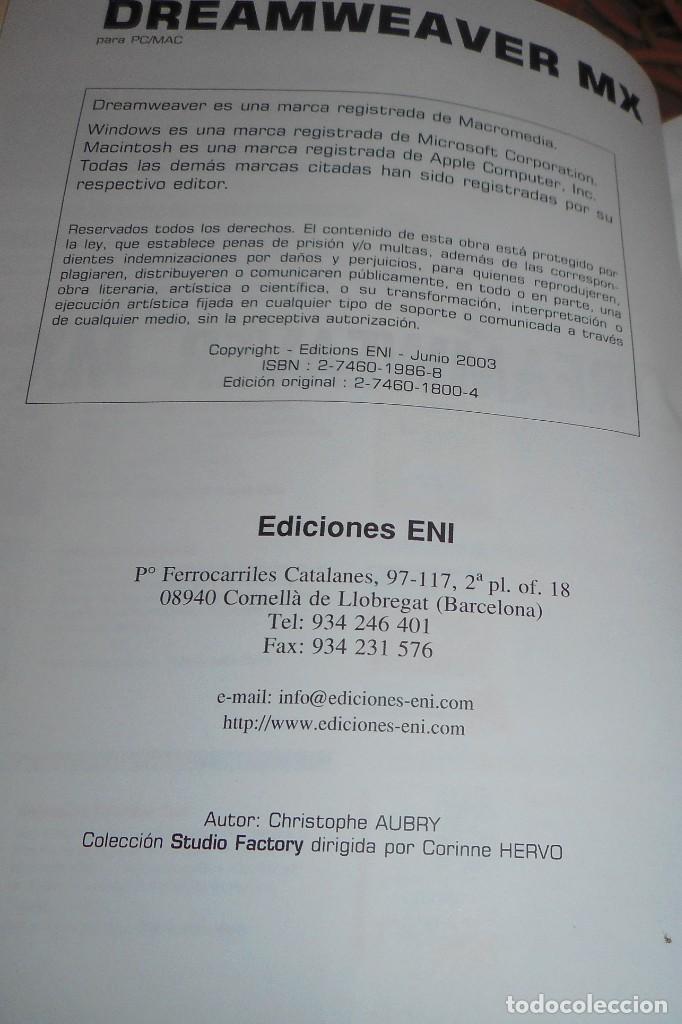 Libros de segunda mano: LIBRO DREAMWEAVER MX EDICIONES ENI 2003 LA COLECCI&Oacute;N STUDIO FACTORY - Foto 4