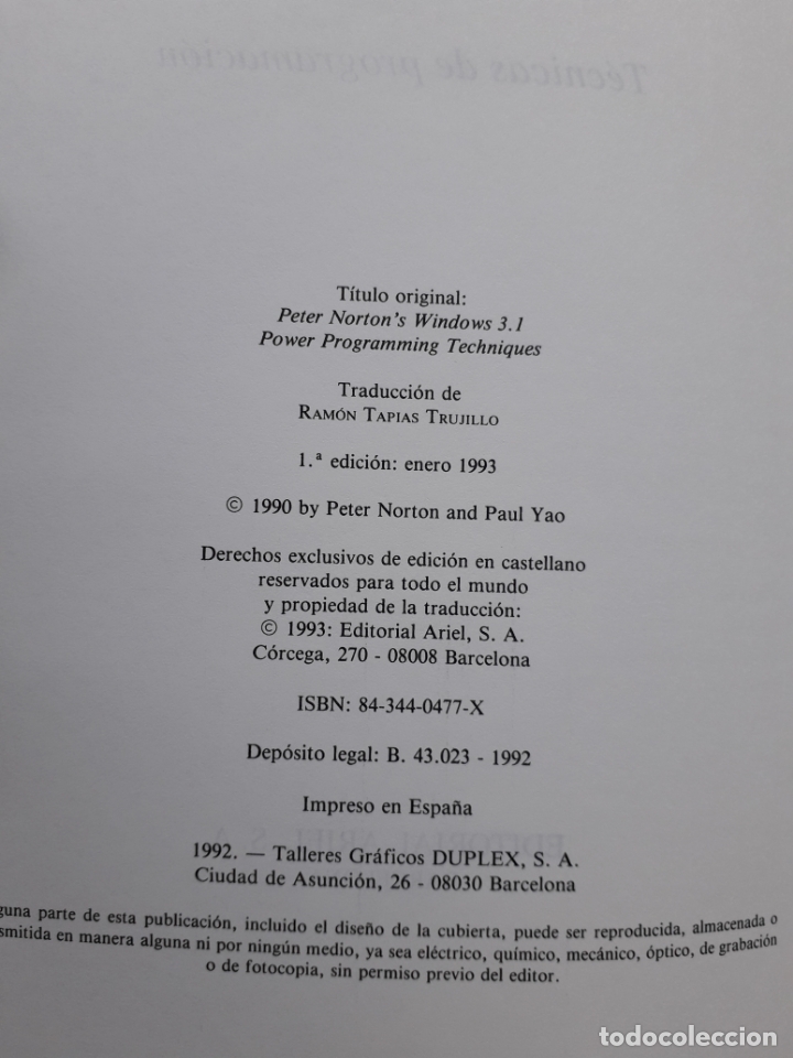 Libros de segunda mano: Guía Peter Norton: Windows 3.1. Técnicas de Programación. Peter Norton y Paul Yao. 1ª Edición. - Foto 4 - 164529394