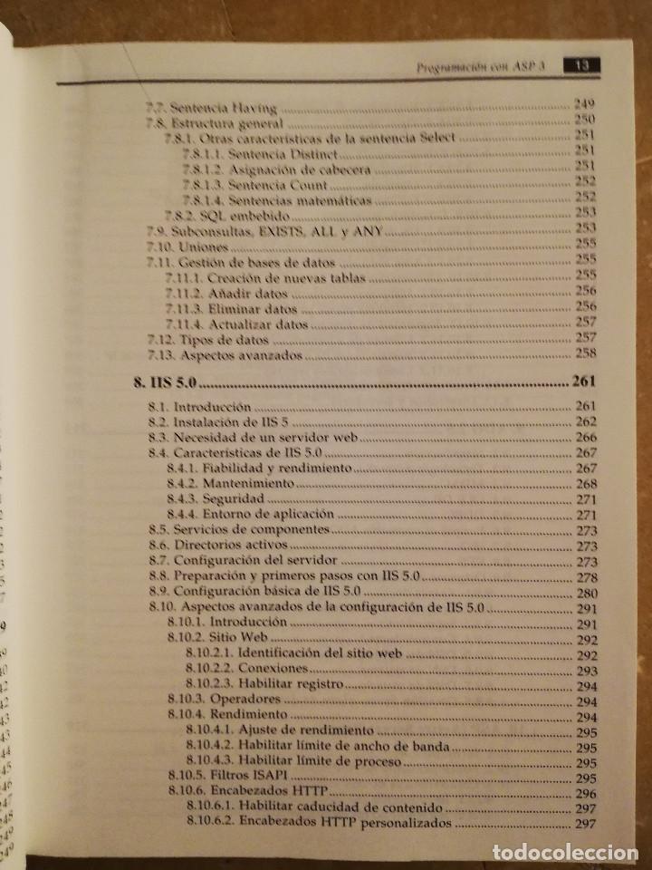 Libros de segunda mano: PROGRAMACI&Oacute;N CON ASP 3 (JORGE SERRANO P&Eacute;REZ) NO INCLUYE CD - Foto 9