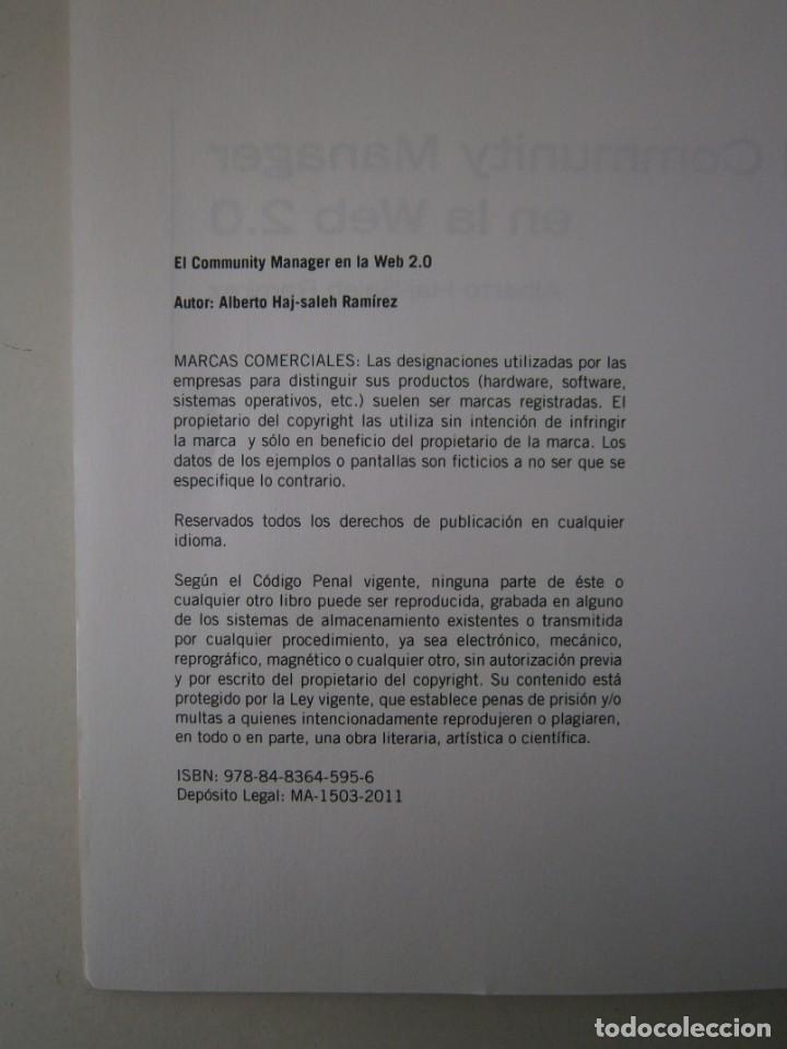 Libros de segunda mano: COMMUNITY MANAGER EN LA WEB 2.0 Alberto Haj Saleh Ramirez 2011 EC - Foto 9