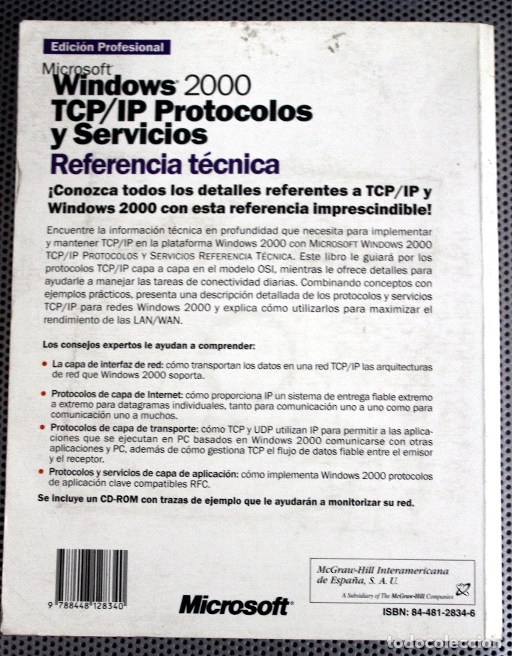 Libros de segunda mano: Microsoft Windows 2000 TCP/IP Protocolos y Servicios - Lee/Davies (McGraw-Hill 84-481-2834-6) - Foto 3