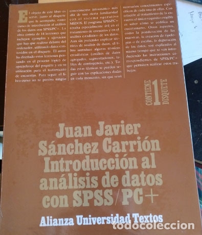 Libros de segunda mano: ANALISIS DE DATOS CON SPSS/PC+. - SANCHEZ CARRION, Juan Javier. - Foto 1