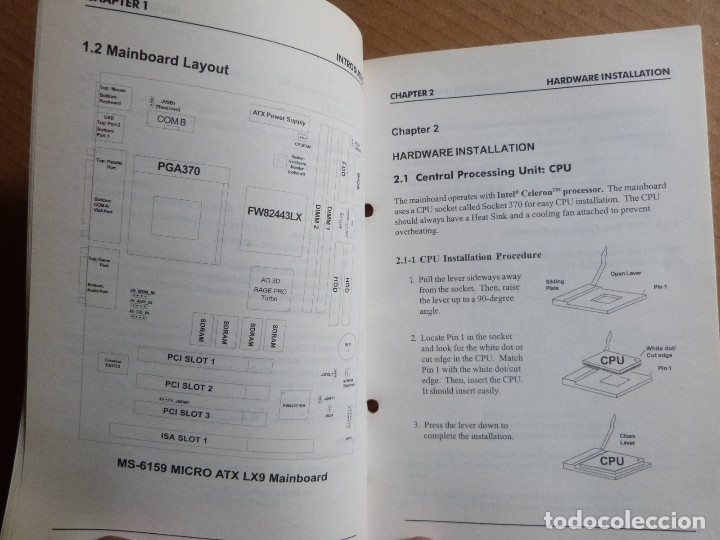 Libros de segunda mano: Libro manual de instrucciones Placa base Ms-6159 Micro ATX LX9 Socket 370 - Foto 3