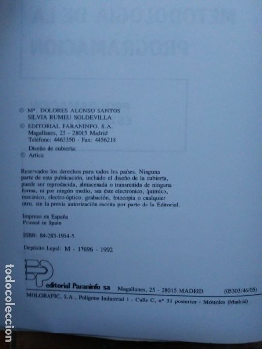 Libros de segunda mano: Metodolog&iacute;a de la programaci&oacute;n: Programaci&oacute;n estructurada M Dolores Alonso Silvia Rumeu - Foto 13