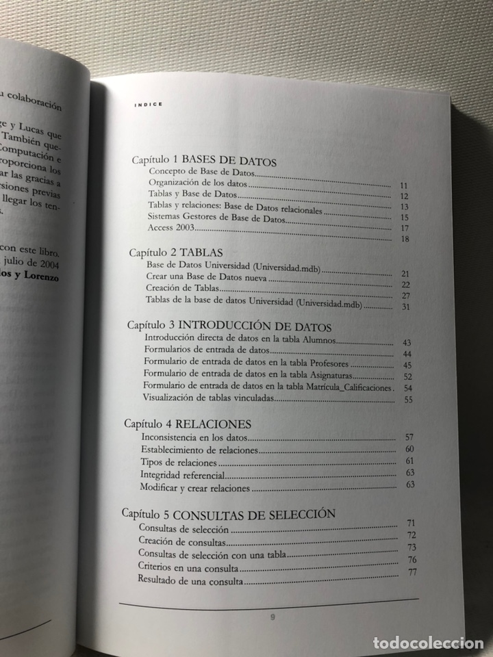 Libros de segunda mano: INTRODUCCION A LAS BASES DE DATOS ACCESS 2003 - LORENZO CARBONELL SOTO - Foto 3