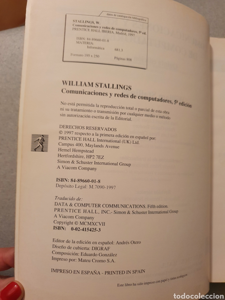 Libros de segunda mano: Comunicaciones y Redes de Computadores William Satallings - Foto 3