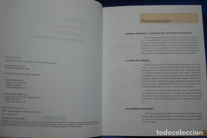 Libros de segunda mano: APRENDER WINDOWS 7 AVANZADO CON 100 EJERCICIOS PR&Aacute;CTICOS - MARCOMBO 1&ordf; EDICI&Oacute;N 2010 - Foto 2