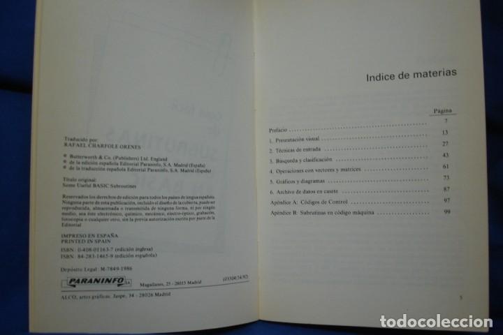 Libros de segunda mano: SUBRUTINAS &Uacute;TILES EN BASIC - IAN R. SINCLAIR - ED. PARANINFO 1986 - Foto 2
