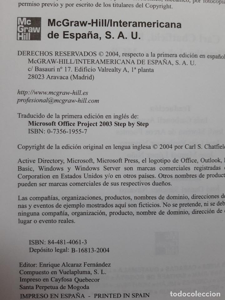 Libros de segunda mano: PASO A PASO MICROSOFT OFFICE PROJECT 2003 Y CDROM Carl Chatfield Timothy Johnson MacGrawHill TM - Foto 9