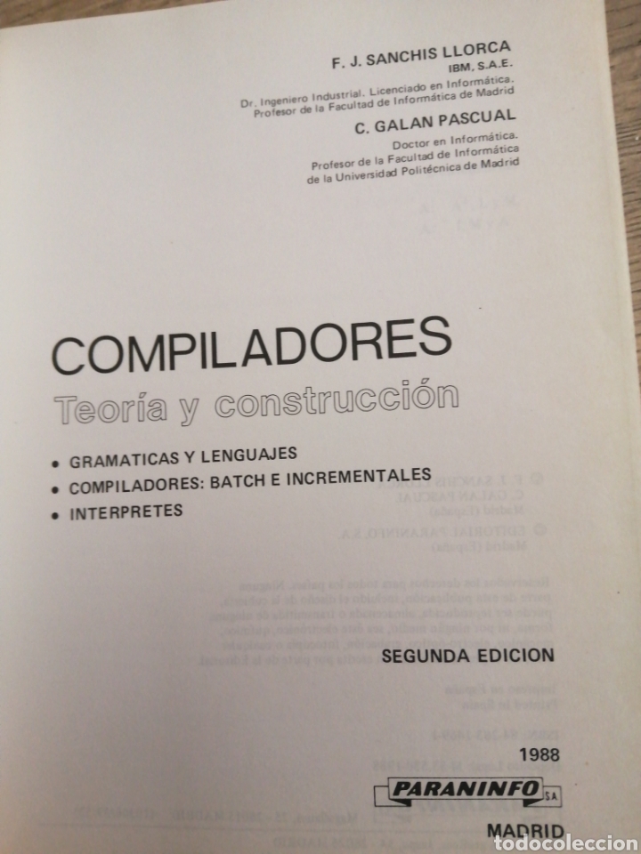 Libros de segunda mano: Compiladores. Teor&iacute;a y construcci&oacute;n - Foto 4