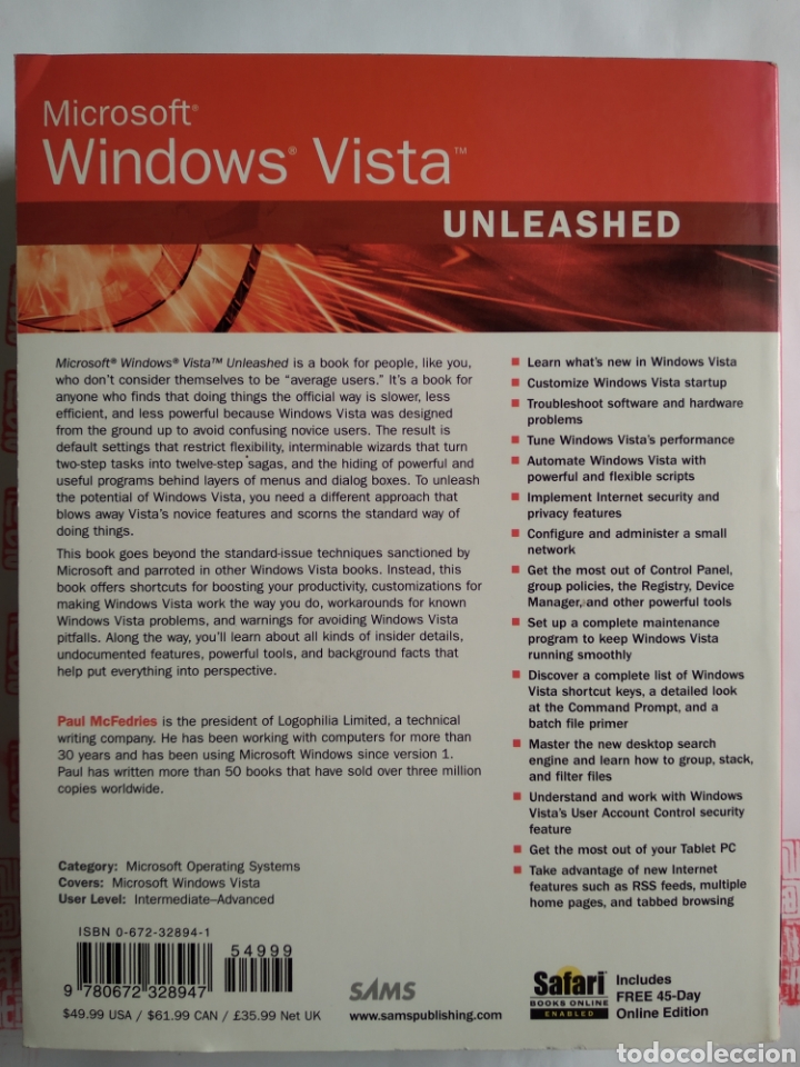 Libros de segunda mano: Windows Vista Unleashed. Paul McFedries. Edici&oacute;n en ingl&eacute;s - Foto 2