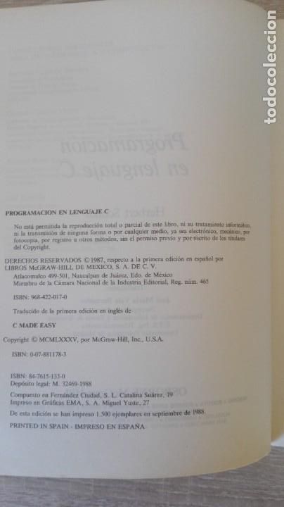Libros de segunda mano: LIBRO PROGRAMACI&Oacute;N EN LENGUAJE C - HERBERT SCHILDT - OSBORBE/MCGRAW-HILL - A&Ntilde;O 1988. - Foto 3