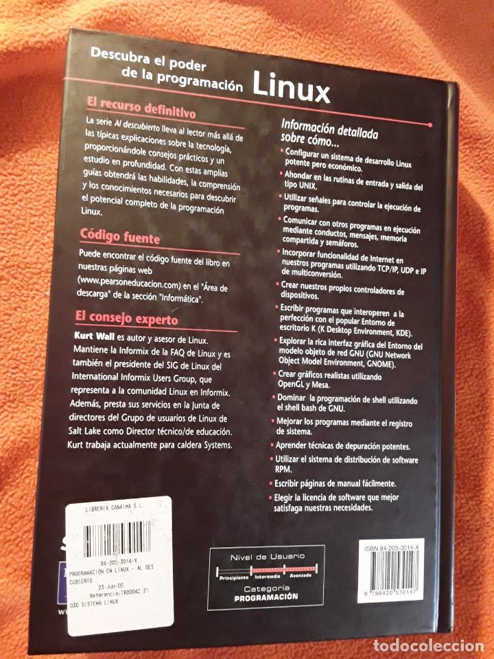 Libros de segunda mano: Programaci&oacute;n en Linux 2.&ordf; ed. Kurt Wall et al. Prentice Hall 2001. Excelente estado. - Foto 2