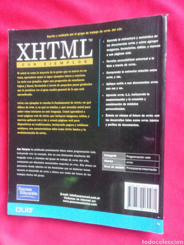 Libros de segunda mano: XHTML Con Ejemplos, PRENTICE HALL, ANN NAVARRO. PRIMERA EDICI&Oacute;N NOVIEMBRE 2001 - Foto 2