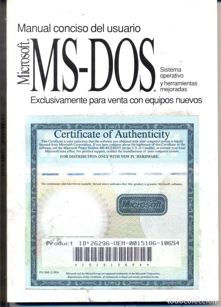 Libros de segunda mano: Manual conciso del usuario Microsoft MS-DOS - Foto 1