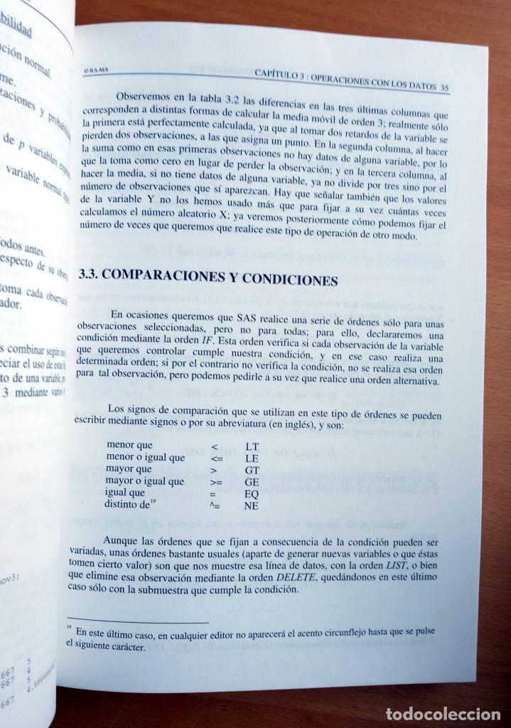 Libros de segunda mano: Aplicaciones estad&iacute;sticas y econom&eacute;tricas con SAS, de U. Carrascal. - Foto 4