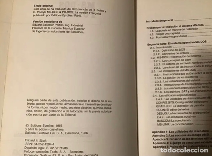 Libros de segunda mano: EL SISTEMA OPERATIVO MS-DOS/PC-DOS. A&ntilde;o 1986 - Foto 4