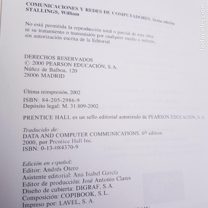 Libros de segunda mano: LIBRO-COMUNICACIONES Y REDES DE COMPUTADORES-WILLIAN STALLINGS-6&ordf;EDICI&Oacute;N-PRENTICE HALL-2002. - Foto 10