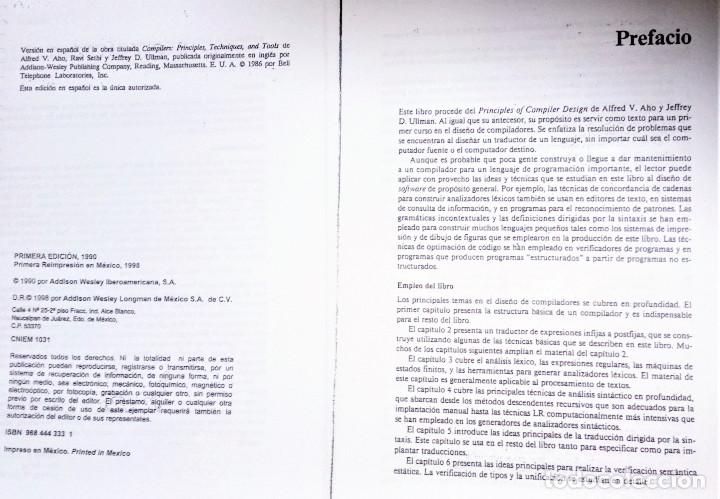 Libros de segunda mano: COMPILADORES. PRINCIPIOS, TECNICAS Y HERRAMIENTAS - Foto 4