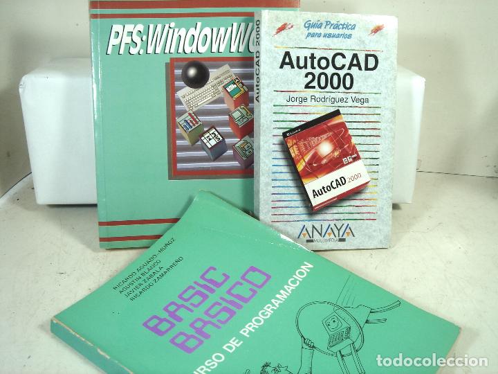 Libros de segunda mano: 3X LIBRO INFORMATICA-PFS:WINDOWWORKS-BASIC BASICO-AUTOCAD 2000-GUIA CURSO ANAYA MANUAL - Foto 1