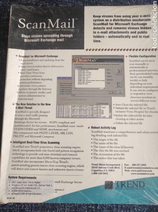 Libros de segunda mano: SCAN MAIL - FOR MICROSOFT EXCHANGE - COMPLETE VIRUS PROTECTION FOR THE ENTERPRISE - ANTIVIRUS - Foto 2