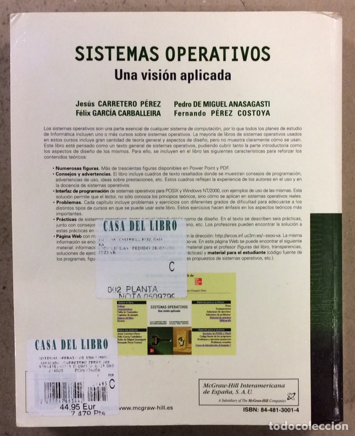 Libros de segunda mano: SISTEMAS OPERATIVOS, UNA VISI&Oacute;N APLICADA. VV.AA. MCGRAWHILL 2003 - Foto 11