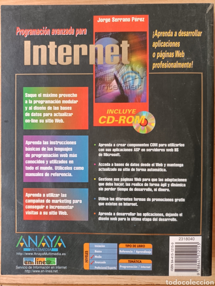Libros de segunda mano: Programaci&oacute;n avanzada para internet. 2001. Jorge Serrano P&eacute;rez. Anaya. CD rom - Foto 2