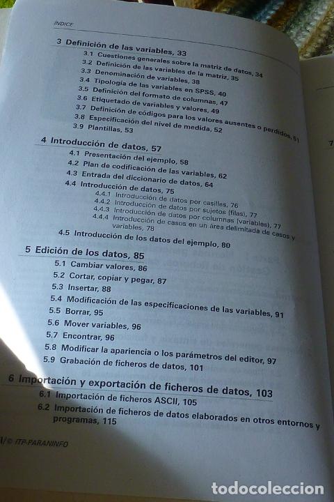 Libros de segunda mano: SPSS para WINDOWS - version 8 en espa&ntilde;ol - editorial Paraninfo 1998 - 820 gramos - Foto 4