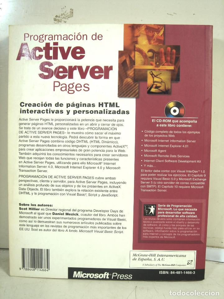 Libros de segunda mano: ACTIVE SERVER PAGES -PROGRAMACION- SCOT HOLLIER-DANIEL MEZICK-LIBRO INFORMATICA - Foto 3