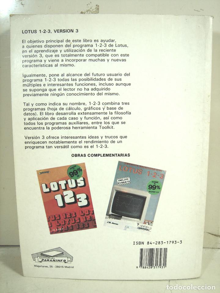Libros de segunda mano: LOTUS 123 -VERSION 3 -J. MANUEL ALONSO -PARANINFO-LIBRO IFORMATICA - Foto 3