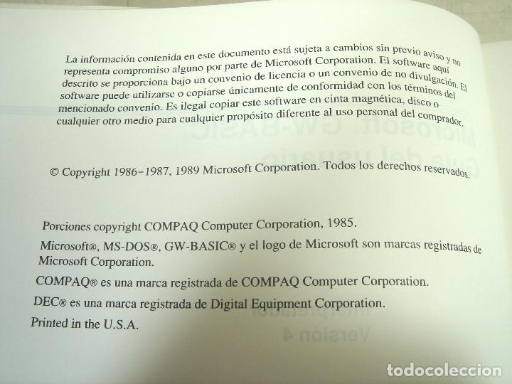 Libros de segunda mano: MICROSOFT GW BASIC-GUIA REFERENCIA DEL USUARIO -LIBRO IFORMATICA-D BASE 2 3 - Foto 6