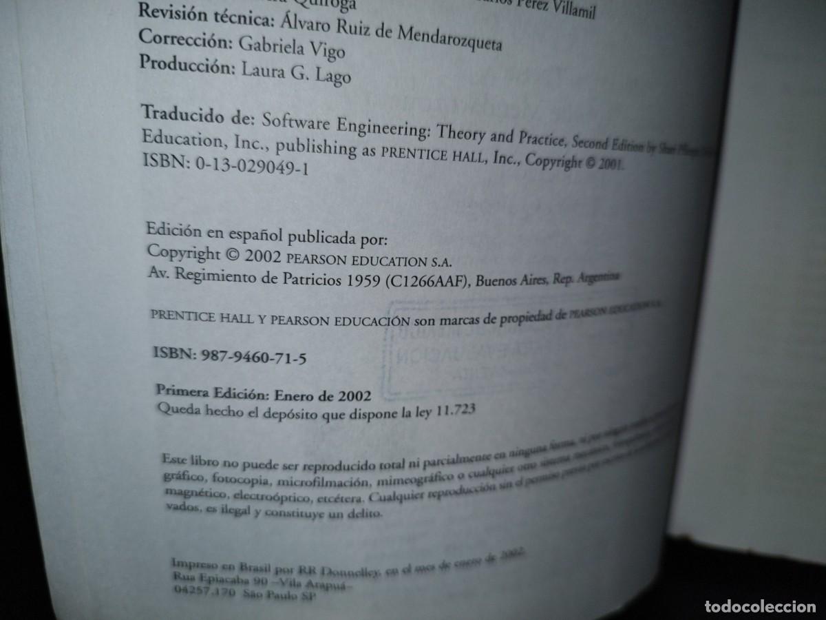 Libros de segunda mano: 45- INGENIER&Iacute;A DE SOFTWARE. TEOR&Iacute;A Y PR&Aacute;CTICA - SHARI LAWRENCE PFLEEGER - Foto 5