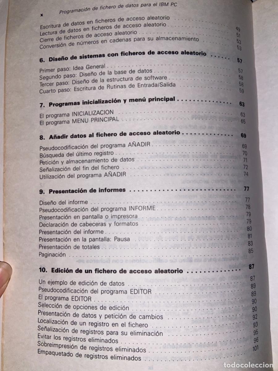Libros de segunda mano: PROGRAMACI&Oacute;N DE FICHEROS DE DATOS PARA EL IBM PC. SIMPSON, ALAN. D&Iacute;AZ DE SANTOS. 1987. 1&ordf; EDICI&Oacute;N - Foto 3