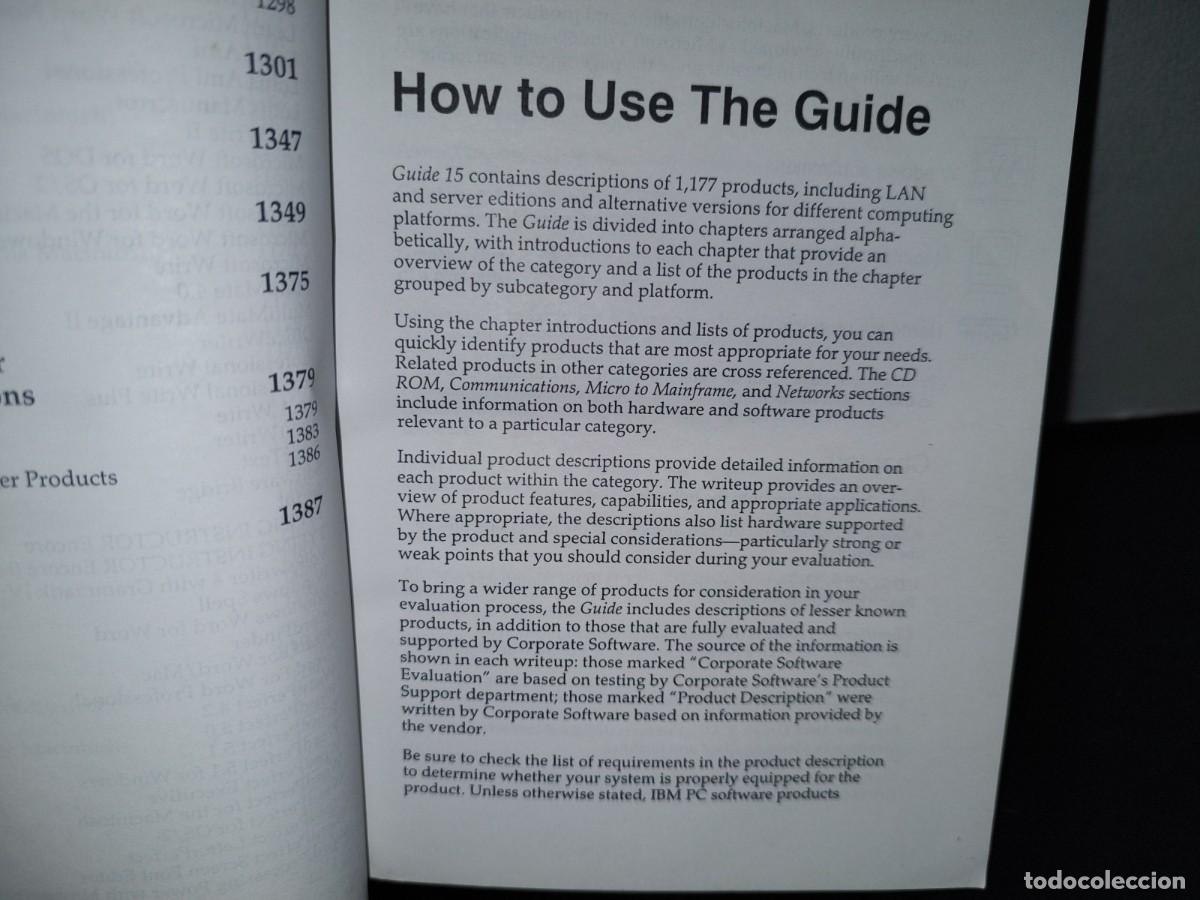 Libros de segunda mano: 54- THE CORPORATE SOFTWARE GUIDE. AN OBJECTIVE GUIDE TO PERSONAL COMPUTER PRODUCTS FOR THE INFORMATI - Foto 11