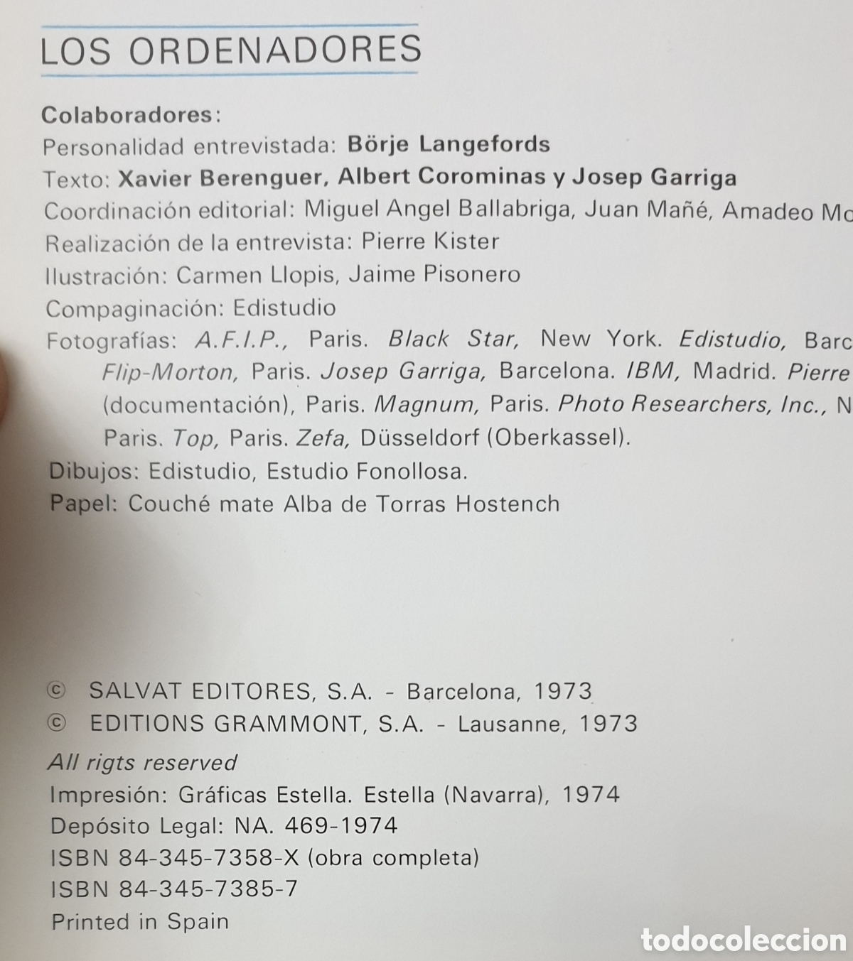 Libros de segunda mano: LIBRO LOS ORDENADORES (Espa&ntilde;a - Salvat - 1973) COMO NUEVO - Foto 7