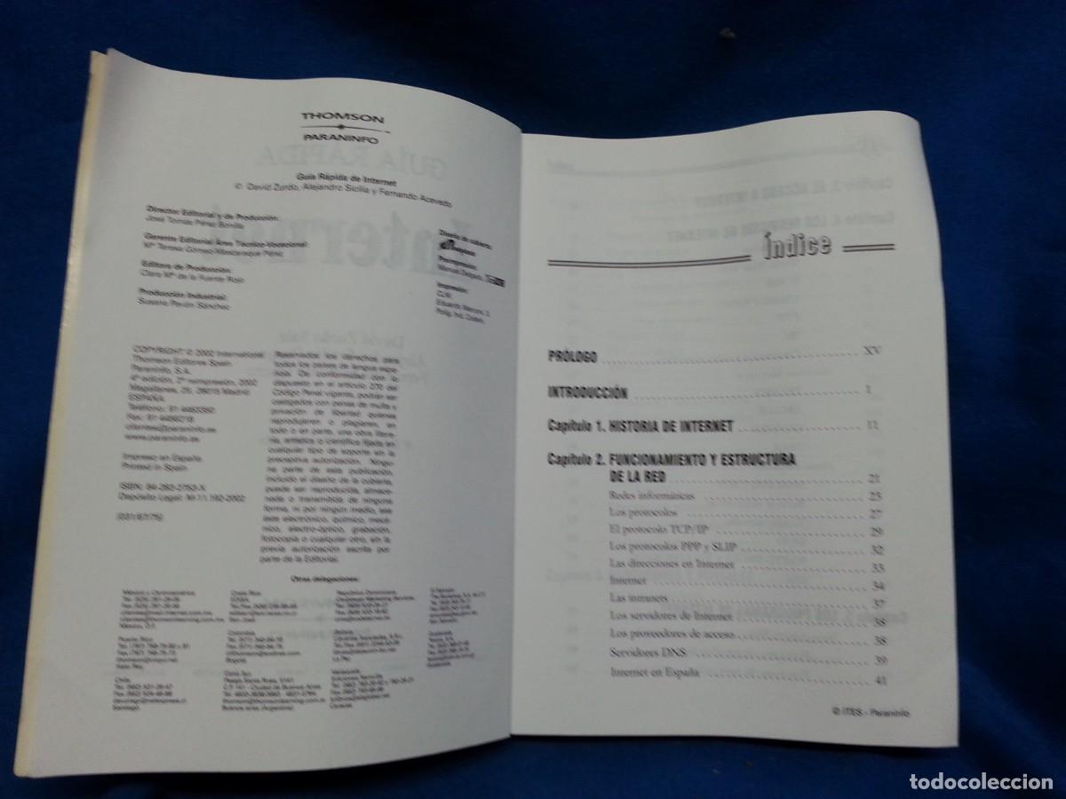 Libros de segunda mano: INTERNET GU&Iacute;A R&Aacute;PIDA - ED. THOMSON PARANINFO 2002 - Foto 2